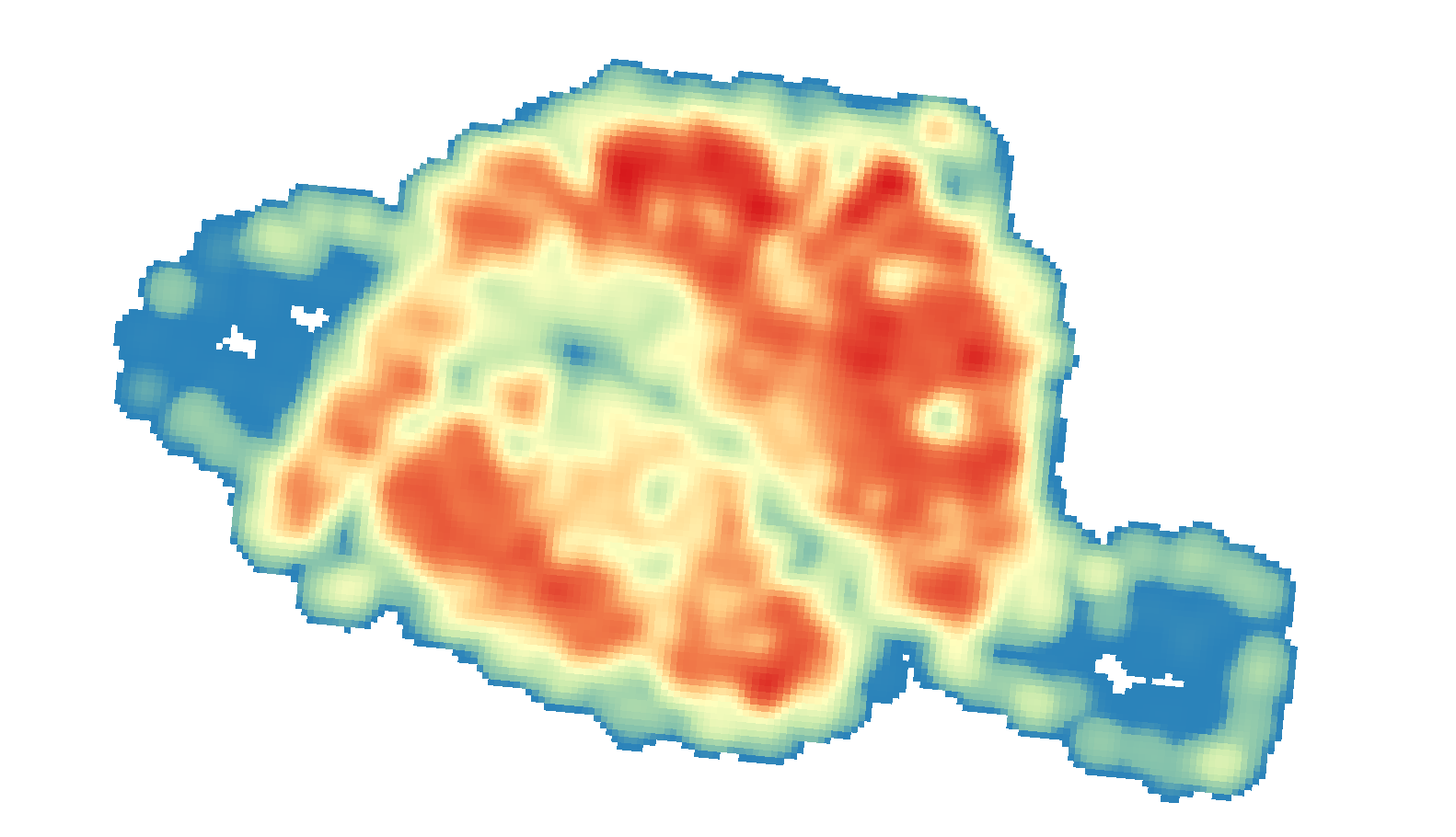 A heatmap of a Paris using INSEE population grid