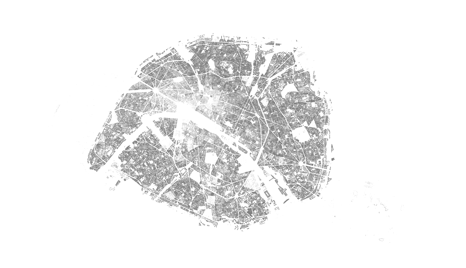 A map of a Paris synthetic population in buildings