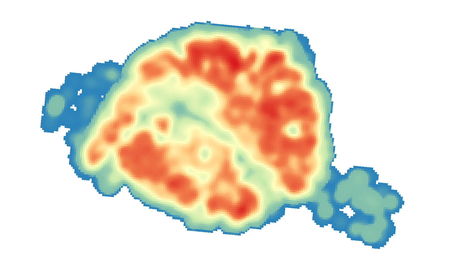 A heatmap of a Paris synthetic population in buildings